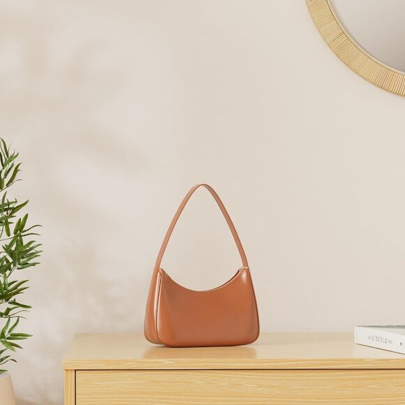 Women Brown Imported Polyester Pu Leather Zipper Closure Cute Mini Tote Handbag - Picture 2 of 8